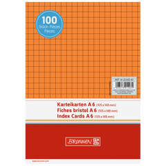 Karteikarten | A6, 5 mm kariert, orange, 100 Stück