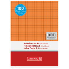 Karteikarten | A6, 5 mm kariert, orange, 100 Stück