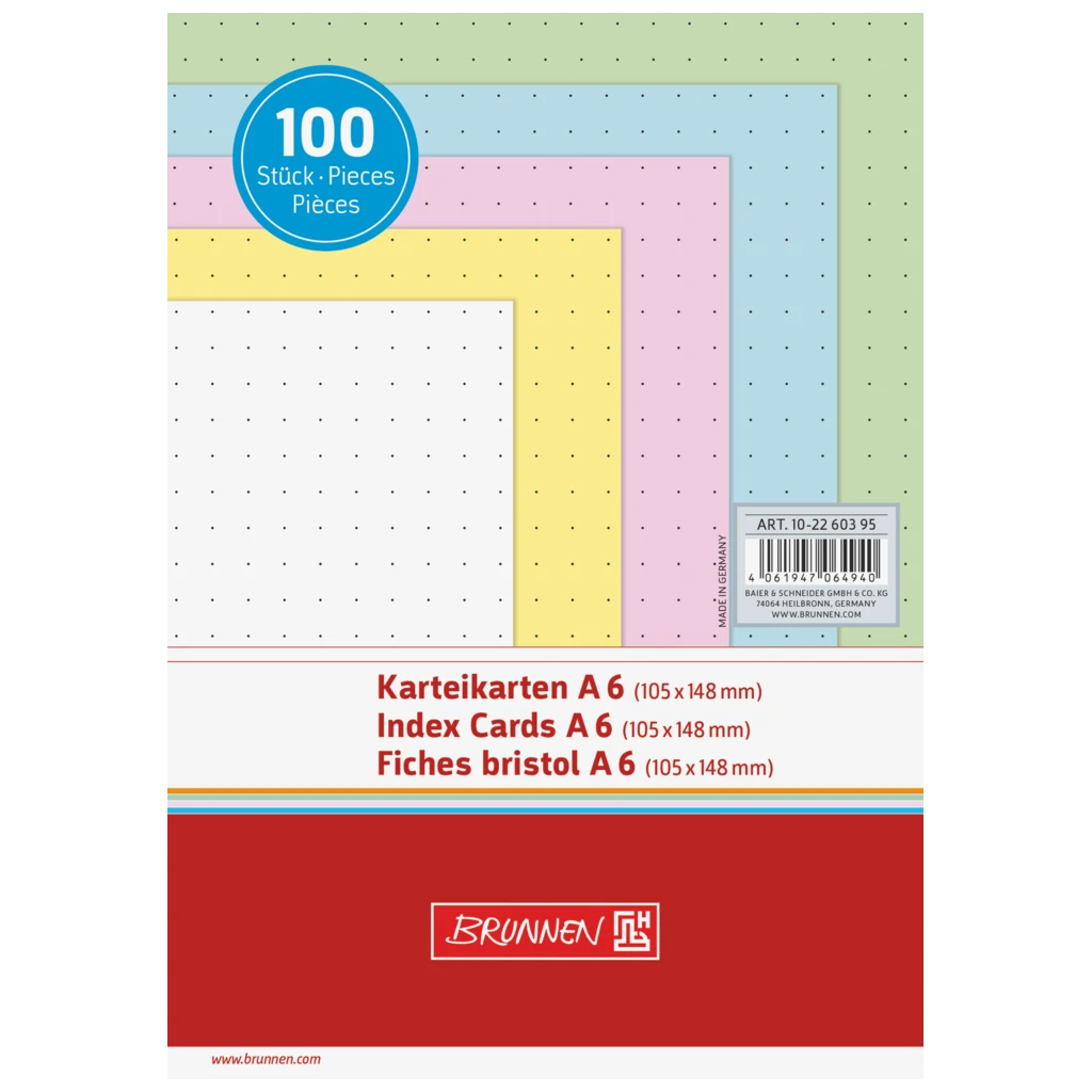 Karteikarten | A6, dotted, sortiert, 100 Stück