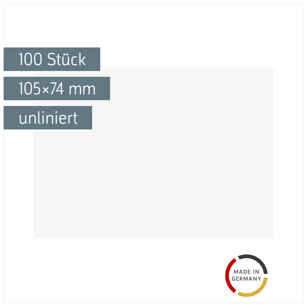 Karteikarten | 105×74 mm, A7, unliniert, weiß, 100 Stück