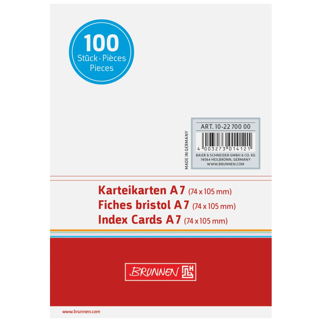 Karteikarten | A7, unliniert, weiß, 100 Stück