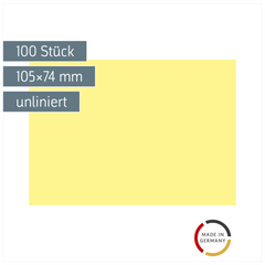Karteikarten | 105×74 mm, A7, unliniert, gelb, 100 Stück