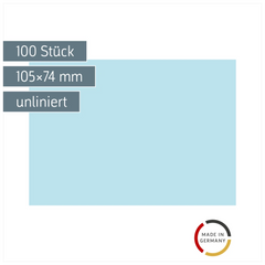Karteikarten | 105×74 mm, A7, unliniert, blau, 100 Stück