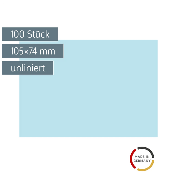 Karteikarten | 105×74 mm, A7, unliniert, blau, 100 Stück