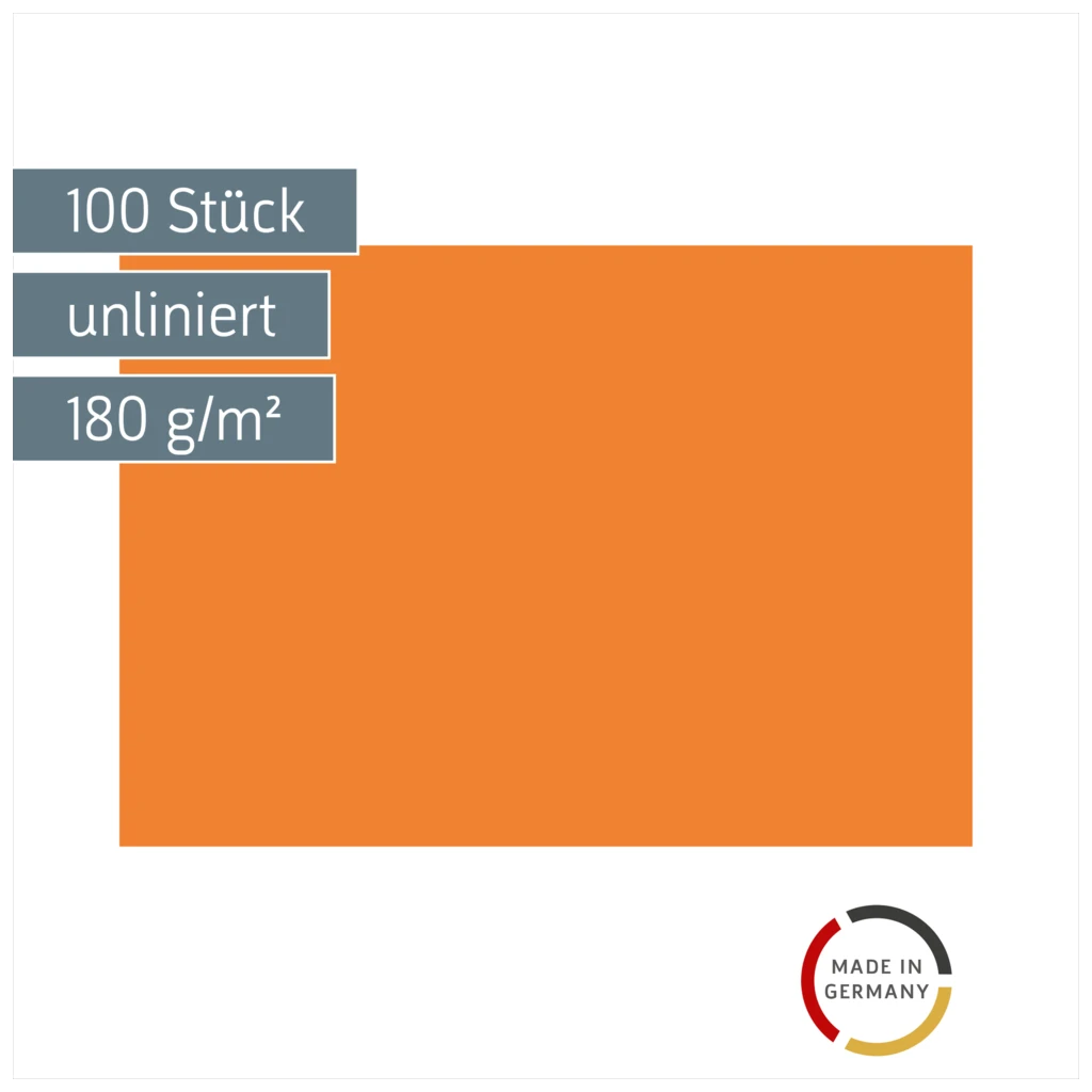 Karteikarten | A7, unliniert, orange, 100 Stück