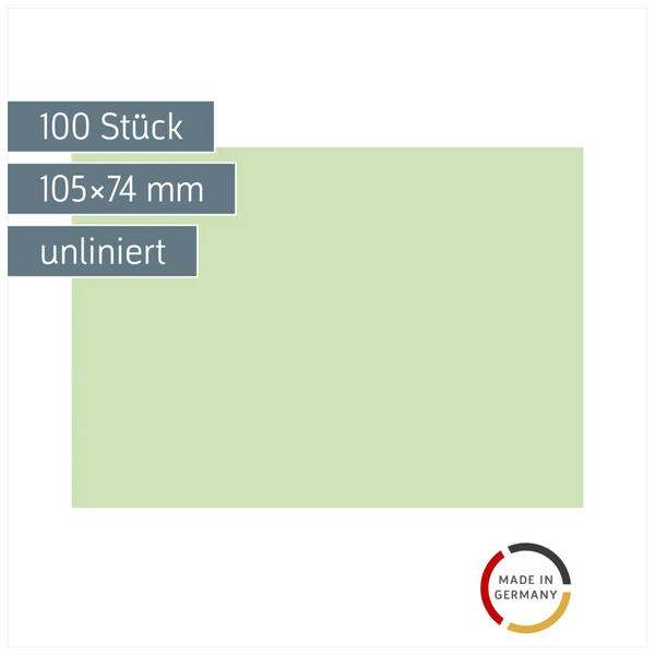 Karteikarten | 105×74 mm, A7, unliniert, grün, 100 Stück