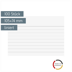 Karteikarten | 105×74 mm, A7, liniert, weiß, 100 Stück