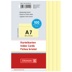 Karteikarten | A7, liniert, gelb, 100 Stück