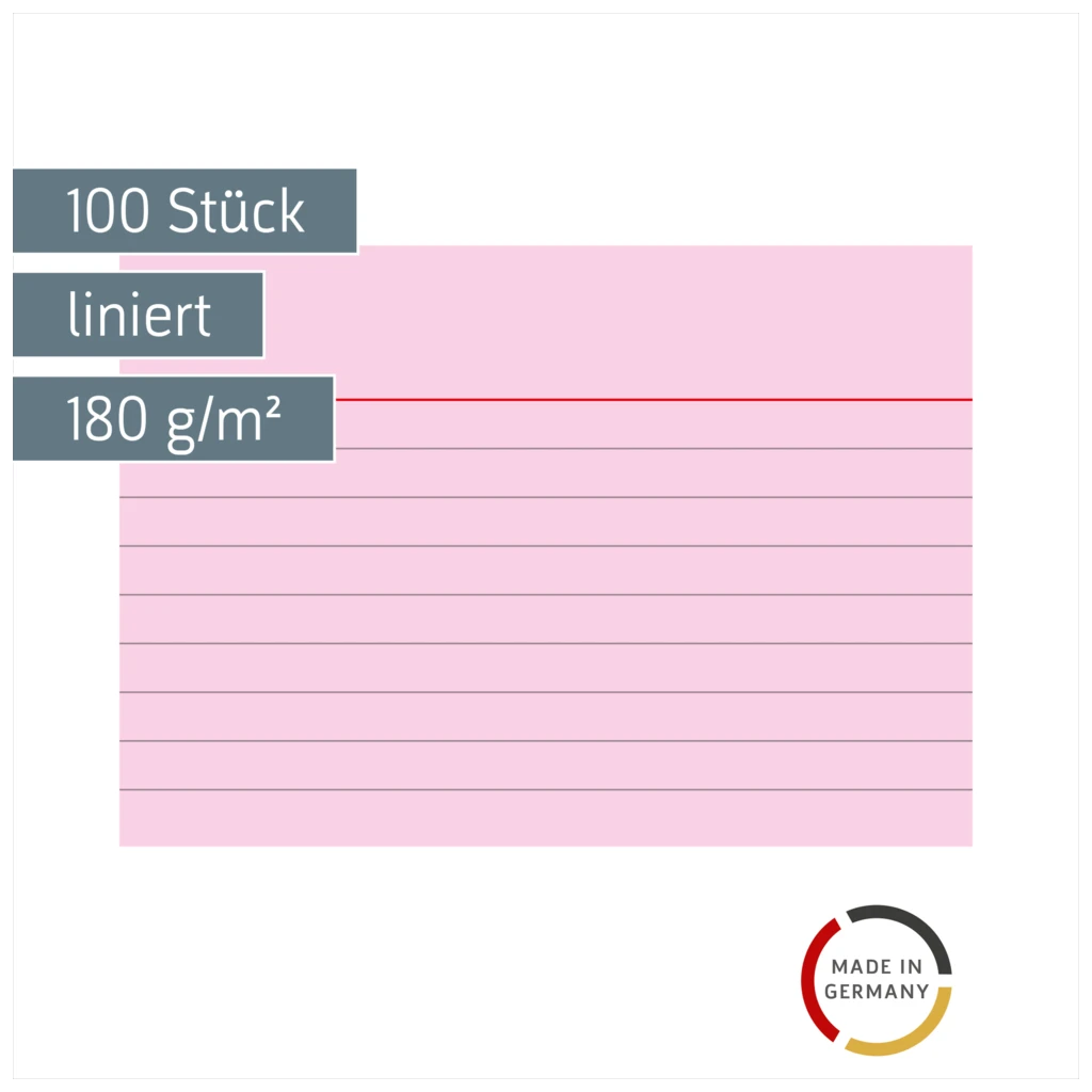Karteikarten | A7, liniert, rot, 100 Stück