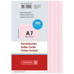 Karteikarten | A7, liniert, rot, 100 Stück