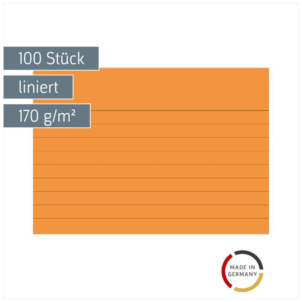 Karteikarten | A7, liniert, orange, 100 Stück