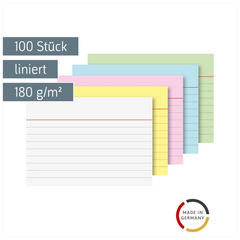 Karteikarten | A7, liniert, sortiert, 100 Stück