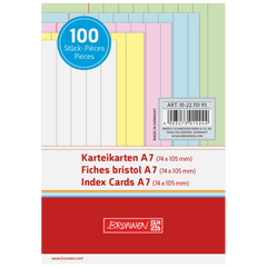 Karteikarten | A7, liniert, sortiert, 100 Stück