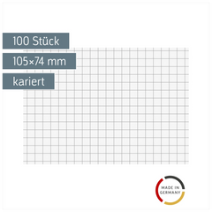 Karteikarten | 105×74 mm, A7, 5 mm kariert, weiß, 100 Stück