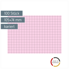 Karteikarten | 105×74 mm, A7, 5 mm kariert, rot, 100 Stück