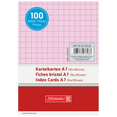 Karteikarten | A7, 5 mm kariert, rot, 100 Stück