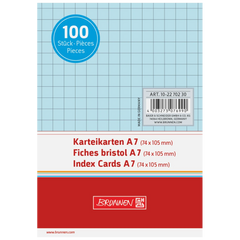 Karteikarten | A7, 5 mm kariert, blau, 100 Stück