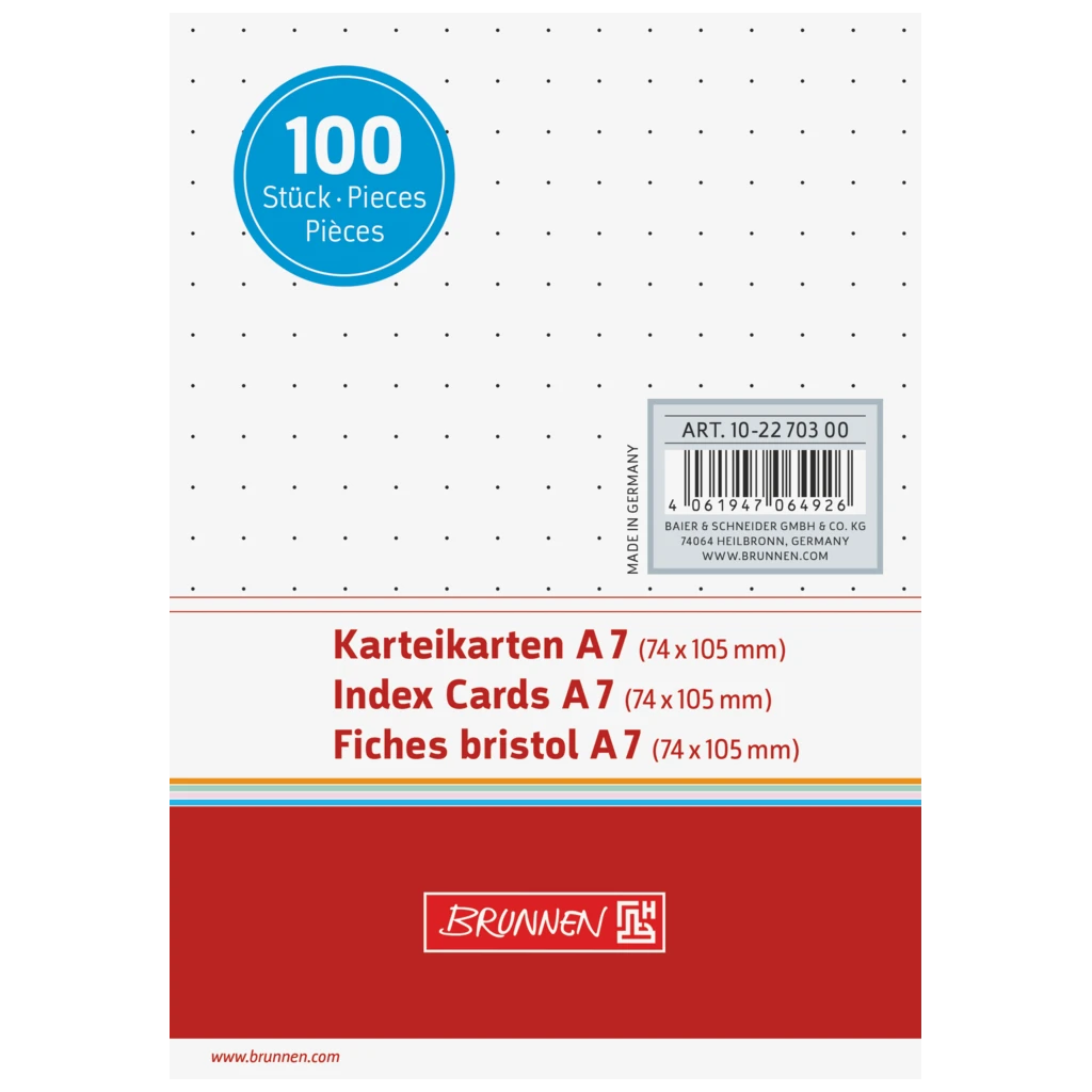 Karteikarten | A7, dotted, weiß, 100 Stück