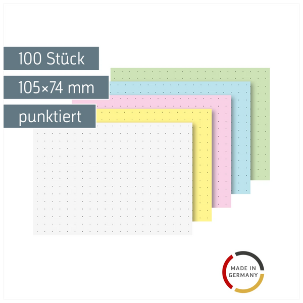 Karteikarten | 105×74 mm, A7, dotted, sortiert, 100 Stück