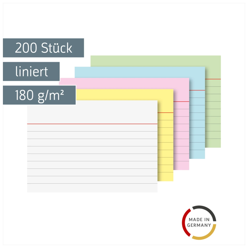 Karteikarten | A7, liniert, sortiert, 200 Stück
