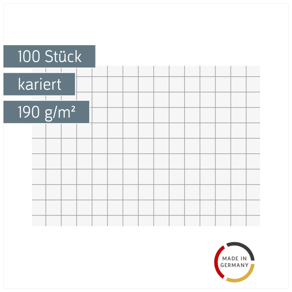 Karteikarten | A8, 5 mm kariert, weiß, 100 Stück