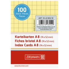 Karteikarten | A8, 5 mm kariert, gelb, 100 Stück