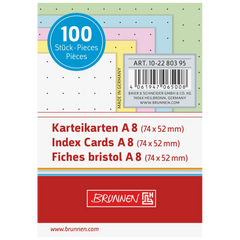 Karteikarten | 74×52 mm, A8, dotted, sortiert, 100 Stück