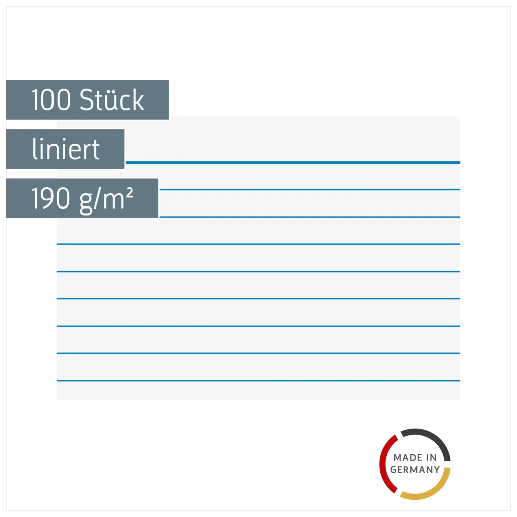 Karteikarten | A8, liniert, weiß, 100 Stück