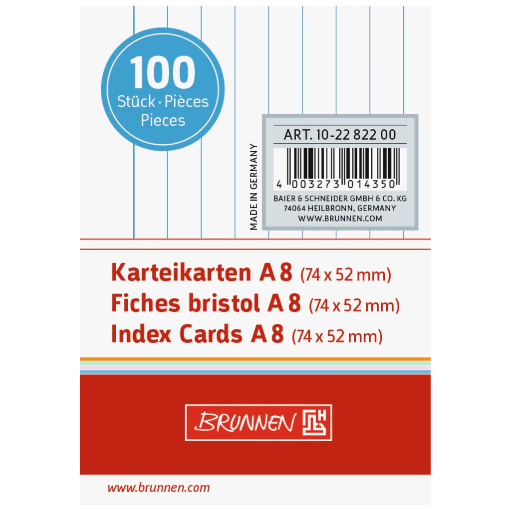 Karteikarten | A8, liniert, weiß, 100 Stück