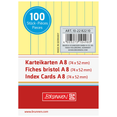 Karteikarten | A8, liniert, gelb, 100 Stück