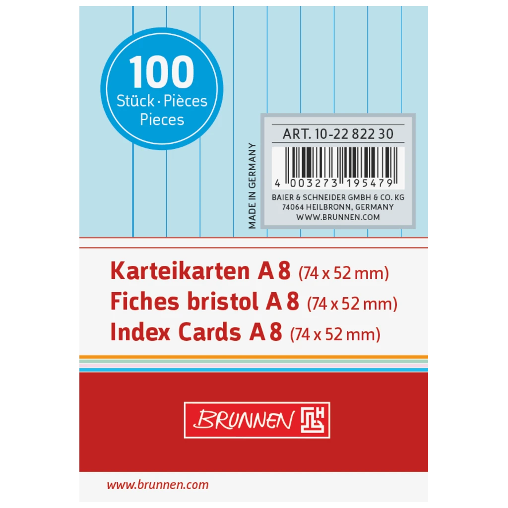 Karteikarten | A8, liniert, blau, 100 Stück