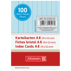 Karteikarten | A8, liniert, blau, 100 Stück