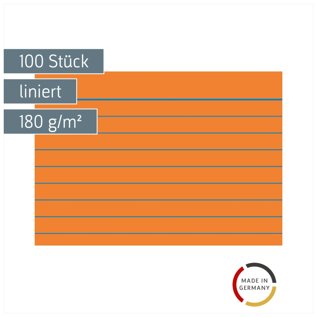 Karteikarten | A8, liniert, orange, 100 Stück