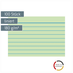 Karteikarten | A8, liniert, grün, 100 Stück