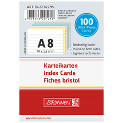 Karteikarten | 74×52 mm, A8, liniert, sortiert, 100 Stück