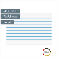 Karteikarten | 74×52 mm, A8, liniert, weiß, 200 Stück