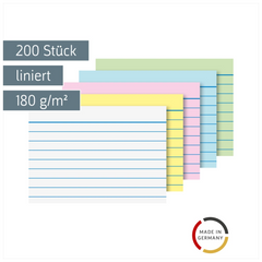 Karteikarten | A8, liniert, sortiert, 200 Stück