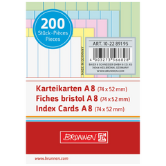 Karteikarten | 74×52 mm, A8, liniert, sortiert, 200 Stück