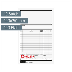 Kassenblöcke | 100×150 mm, 100 Blatt, 10 Stück