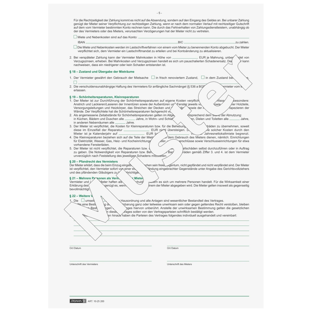 Formular „Mietvertrag für Wohnungen“ | A4