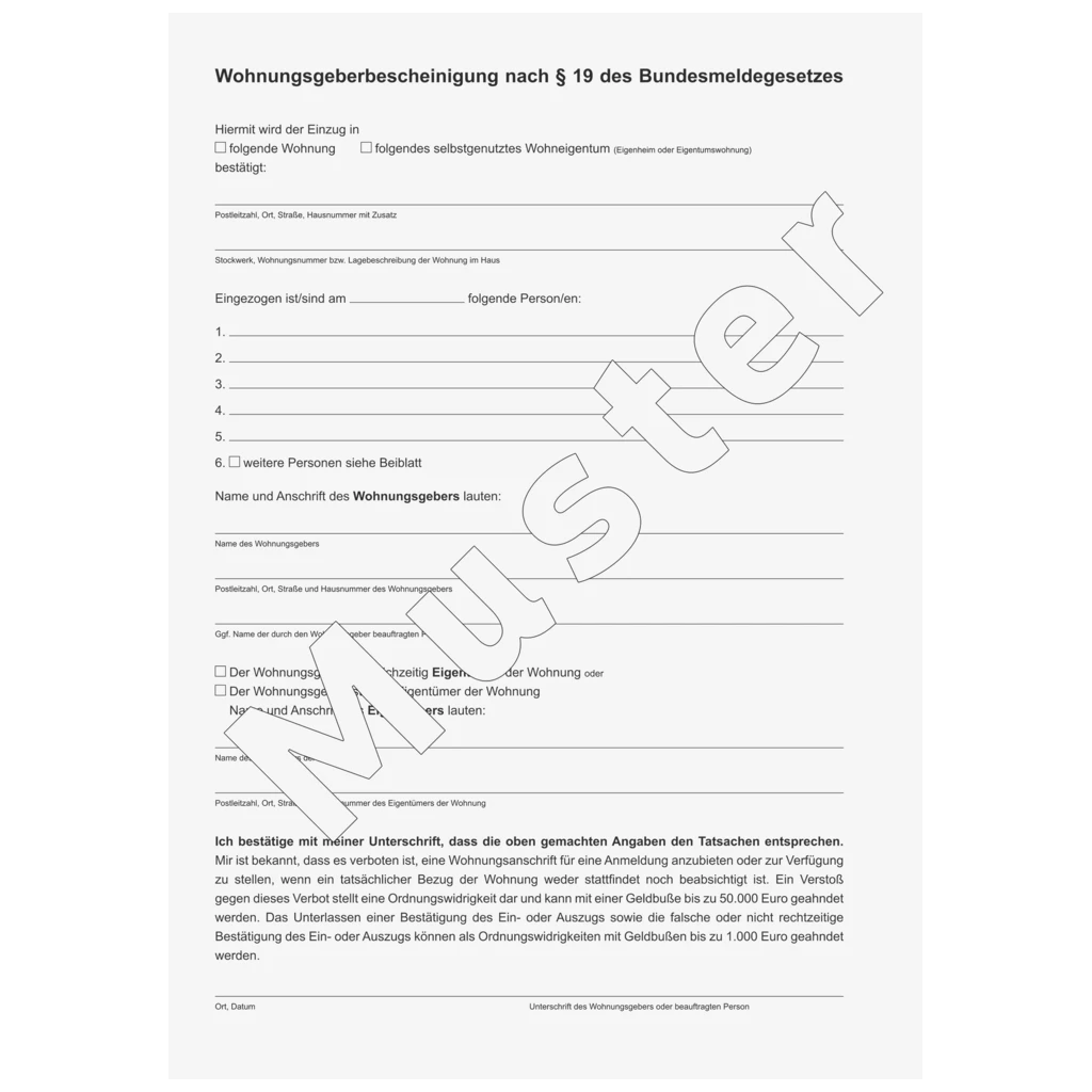 Formular „Mietvertrag für Wohnungen“ | A4
