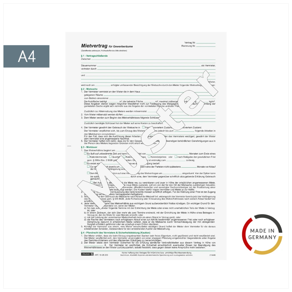 Formular „Mietvertrag für Gewerberäume“ | A4