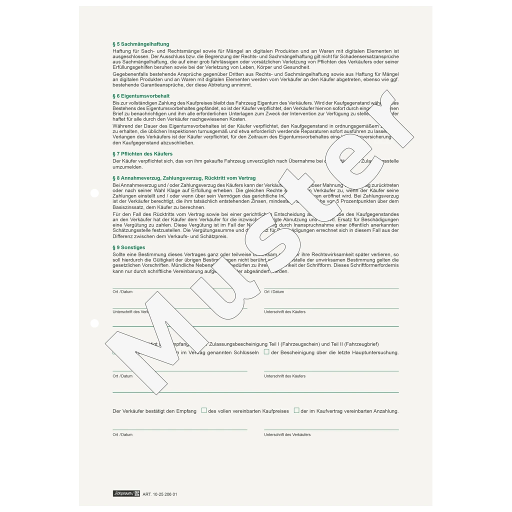 Formular „Universal Kfz-Kaufvertrag“ | A4