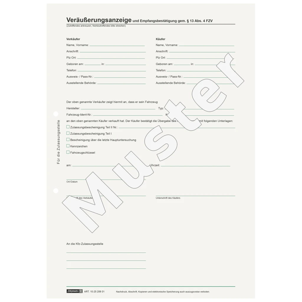 Formular „Universal Kfz-Kaufvertrag“ | A4