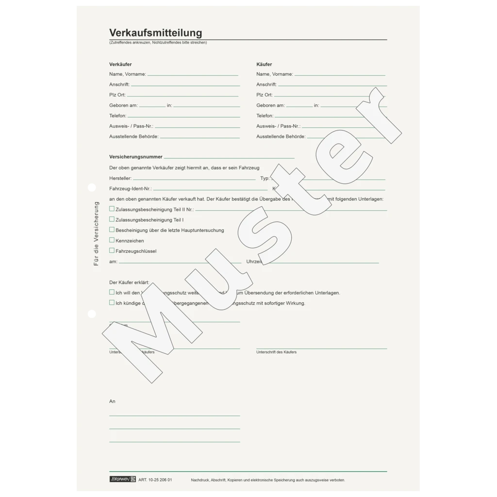 Formular „Universal Kfz-Kaufvertrag“ | A4