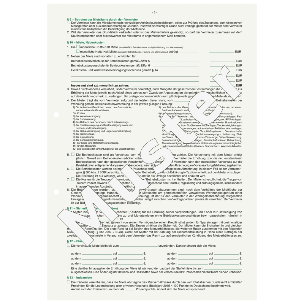 Formular „Mietvertrag für Wohnungen“ | A4