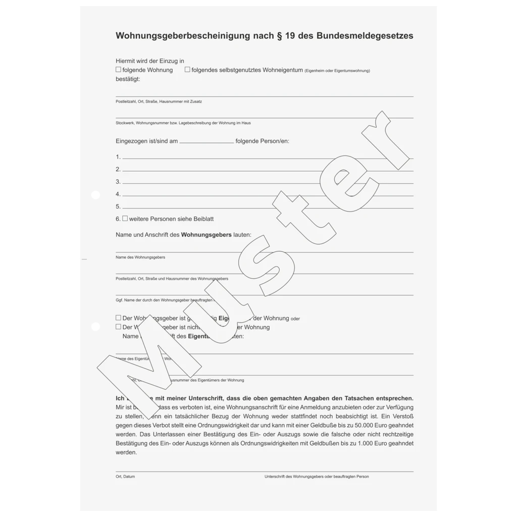 Formular „Mietvertrag für Wohnungen“ | A4