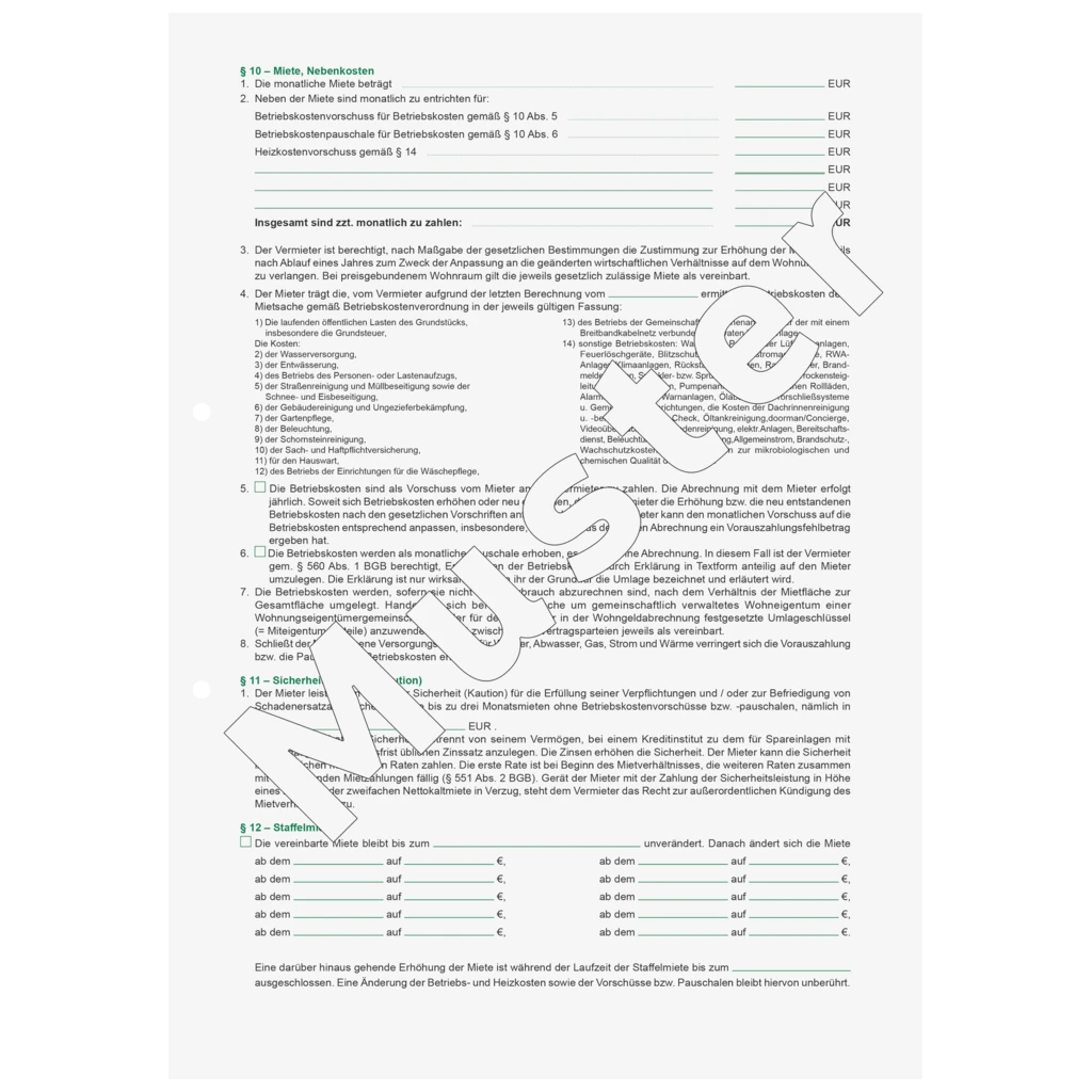 Formular „Vertrag für die Vermietung eines Hauses“ | A4