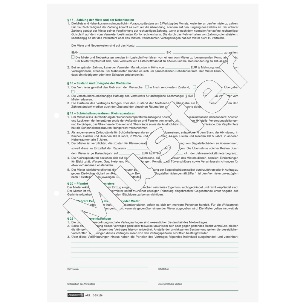 Formular „Vertrag für die Vermietung eines Hauses“ | A4