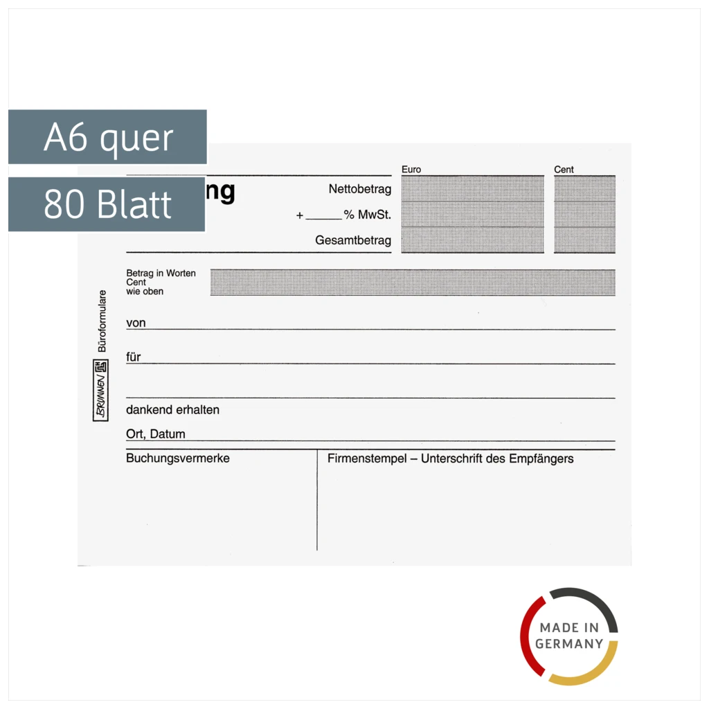 Quittungen | A6 quer, 80 Blatt
